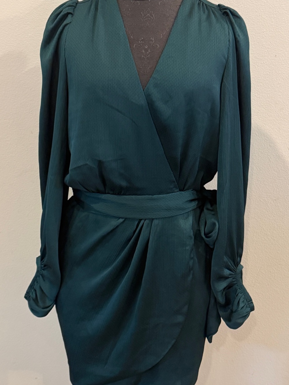 Dress Forum Teal Wrap-Style Long Sleeve Dress